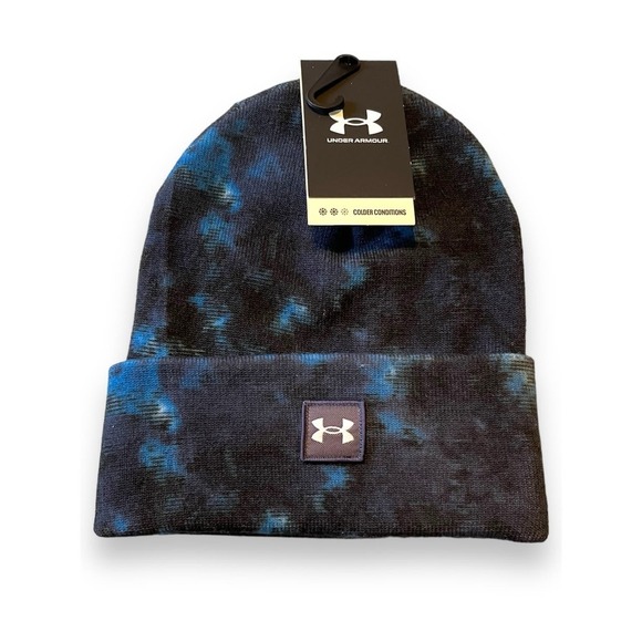 NWT Under Armour Halftime Printed Beanie Colder Conditions Tie Dye Men's Blue OS - Picture 2 of 9